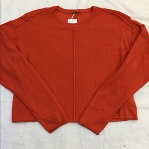FREE PEOPLE CASHMERE AND SILK CROPPED SWEATER